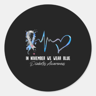 Pegatina Redonda Cinta Azul En Noviembre Usamos Azul Para La Diabet