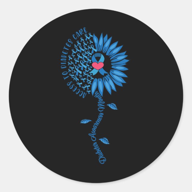 Pegatina Redonda Cinta azul girasol noviembre conciencia sobre la d (Anverso)