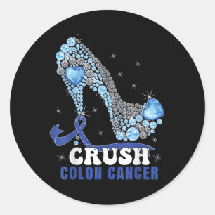Pegatina Redonda Cinta azul Mujeres Colonscopía Colorectal Cañón co