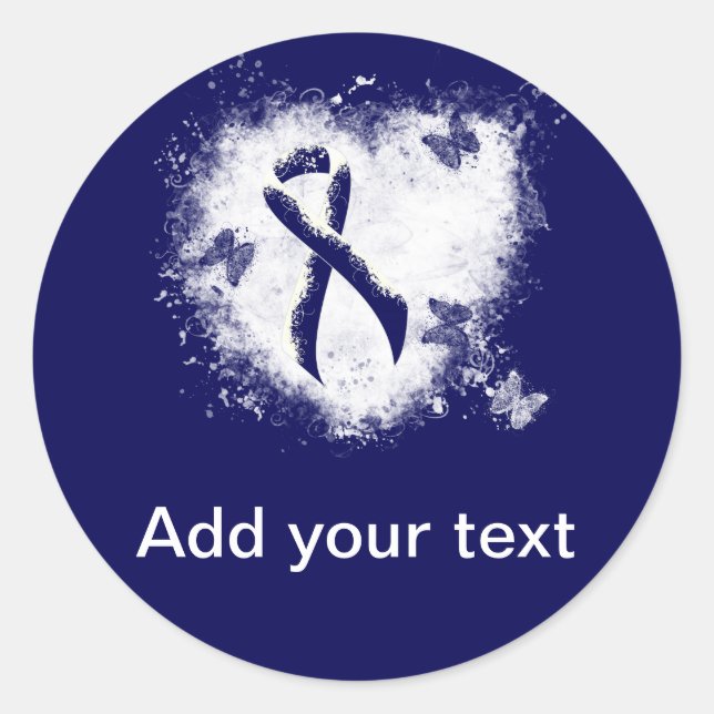 Pegatina Redonda Cinta azul oscura Corazón desgarrador (Anverso)