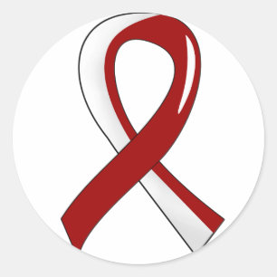 Pegatina Redonda Cinta blanca 3 de Borgoña del cáncer principal d