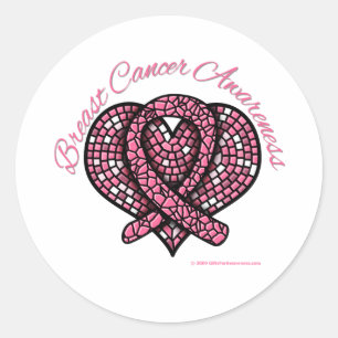 Pegatina Redonda Cinta cardíaca sódica de cáncer de mama