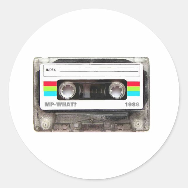 Pegatina Redonda Cinta Cassette (Anverso)
