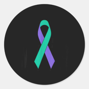 Pegatina Redonda Cinta de Apoyo a la Conciencia de Prevención