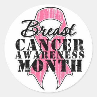 Pegatina Redonda Cinta de Cáncer de Mama