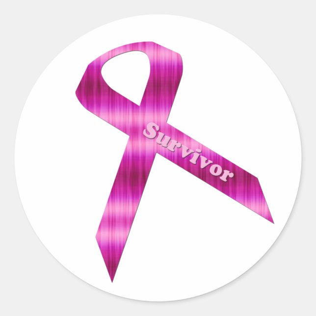 Pegatina Redonda Cinta de cáncer de mama (Anverso)