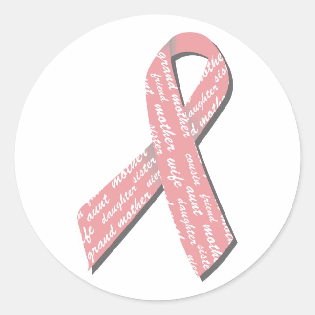 Pegatina Redonda Cinta de cáncer de mama (Anverso)