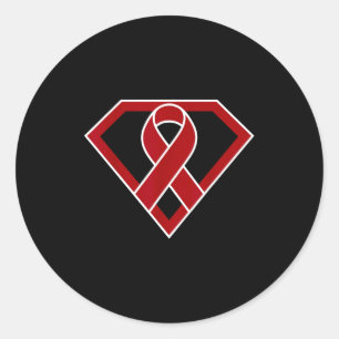 Pegatina Redonda Cinta de cáncer de mieloma múltiple héroe superhér