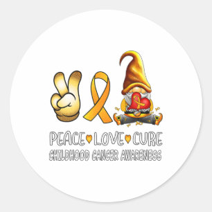 Pegatina Redonda Cinta de Conciencia del Cáncer Infantil Paz Amor C