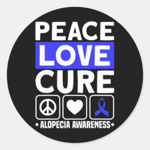 Pegatina Redonda Cinta de Concienciación de Alopecia de Apoyo de la