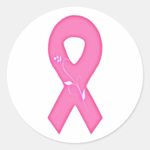 Pegatina Redonda Cinta De Concienciación Sobre El Cáncer De Mama Co