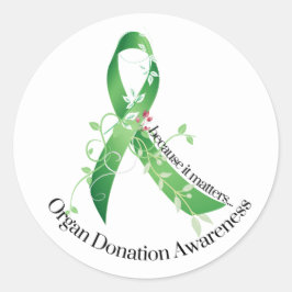 Pegatina Redonda Cinta de Concientización Donación de Órganos