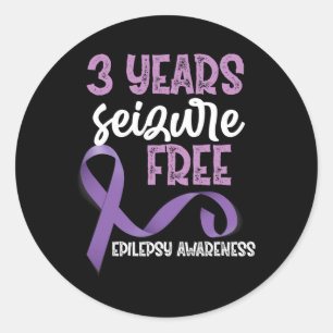 Pegatina Redonda Cinta de Concientización sobre la Epilepsia 3 Años
