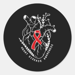 Pegatina Redonda Cinta de Corazón de Anatomía Enfermedad Cardíaca C
