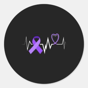 Pegatina Redonda Cinta De Epilepsia De Latido Del Corazón Concienci