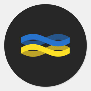 Pegatina Redonda Cinta de la Bandera Ucraniana Apoya a Ucrania