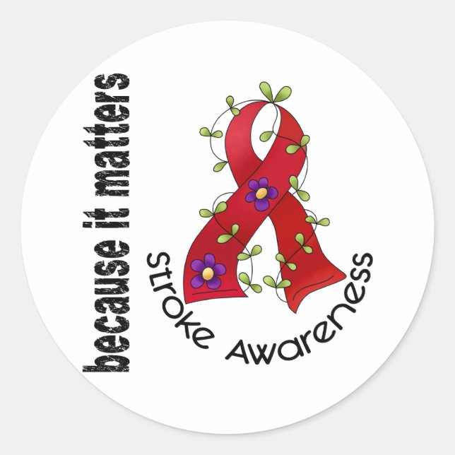 Pegatina Redonda Cinta de la flor de trazo 3 (Anverso)