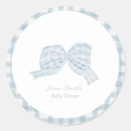Pegatina Redonda Cinta de lazo azul suave para bebé ducha