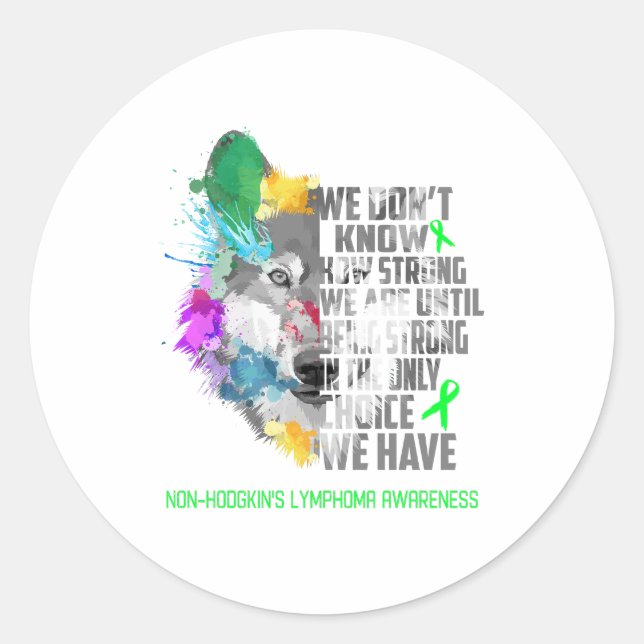 Pegatina Redonda Cinta de Linfoma No Hodgkin Apoyo a Gi (Anverso)