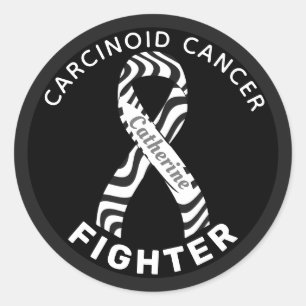 Pegatina Redonda Cinta de lucha contra el cáncer de carcinoide negr