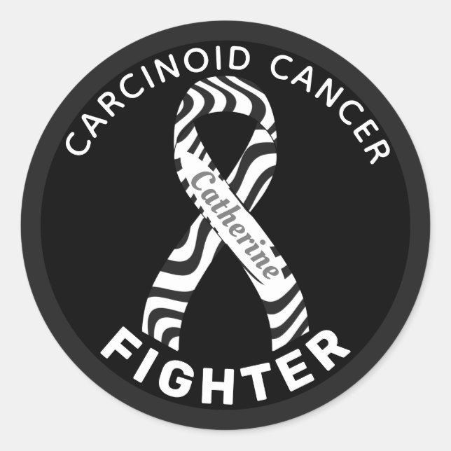 Pegatina Redonda Cinta de lucha contra el cáncer de carcinoide negr (Anverso)