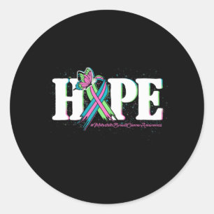 Pegatina Redonda Cinta de Mariposa Esperanza Cáncer de Mama Metastá