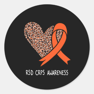 Pegatina Redonda Cinta de Naranja de conciencia de RSD CRPS