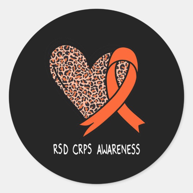 Pegatina Redonda Cinta de Naranja de conciencia de RSD CRPS (Anverso)