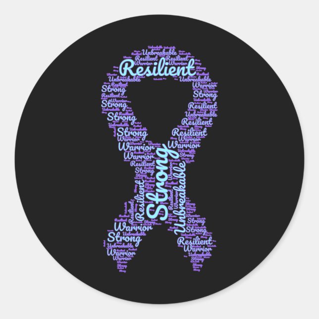 Pegatina Redonda Cinta de opciones del Mes de Concienciación sobre  (Anverso)