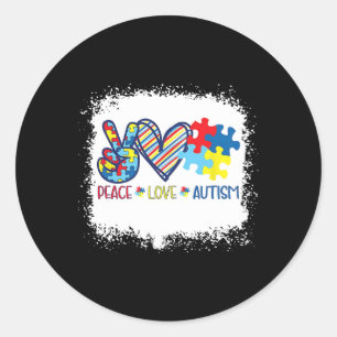 Pegatina Redonda Cinta de Paz Amor Conciencia del Autismo Acepta Am