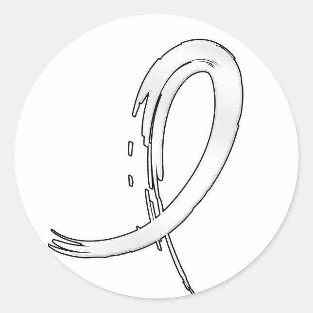 Pegatina Redonda Cinta de Perla A4 para el Cáncer de Pulmón (Anverso)