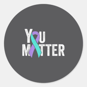 Pegatina Redonda Cinta de Prevención del Suicidio de Color Verde Az