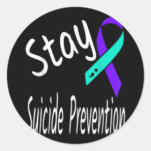 Pegatina Redonda Cinta de prevención del suicidio de Stay Semicolon