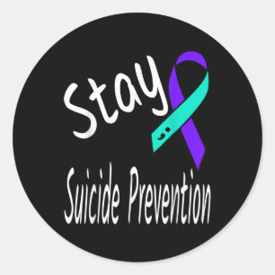 Pegatina Redonda Cinta de prevención del suicidio de Stay Semicolon