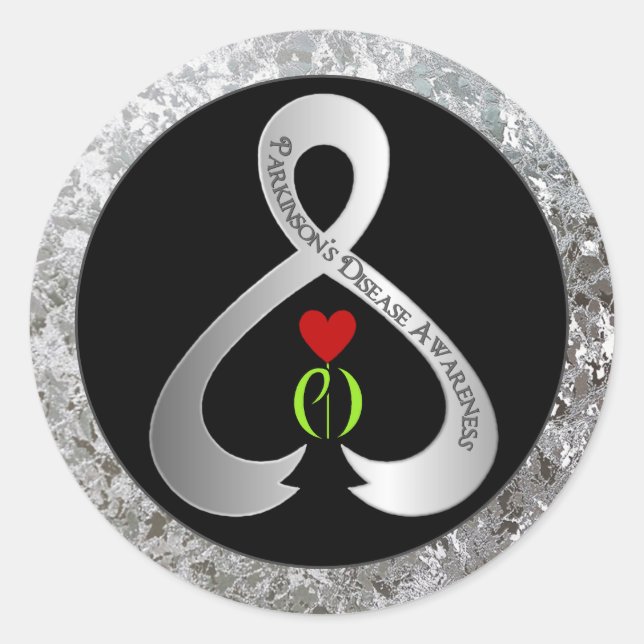 Pegatina Redonda Cinta de sensibilización de Parkinson (Anverso)