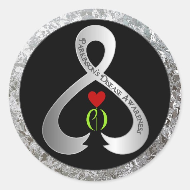 Pegatina Redonda Cinta de sensibilización de Parkinson (Anverso)