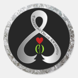 Pegatina Redonda Cinta de sensibilización de Parkinson