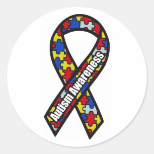 Pegatina Redonda Cinta de sensibilización sobre el autismo