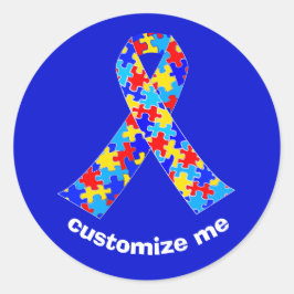 Pegatina Redonda Cinta de sensibilización sobre el autismo personal