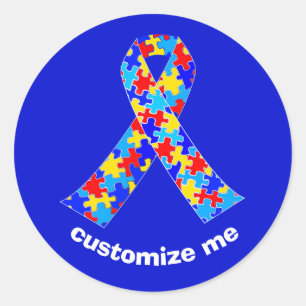 Pegatina Redonda Cinta de sensibilización sobre el autismo personal
