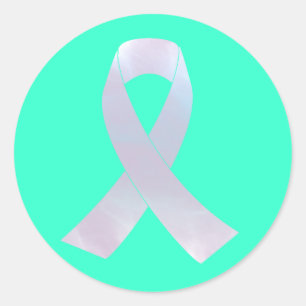 Pegatina Redonda Cinta de sensibilización sobre el cáncer de pulm