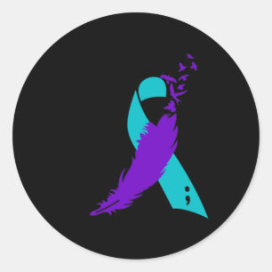 Pegatina Redonda Cinta de Sensibilización sobre el Suicidio de Semi