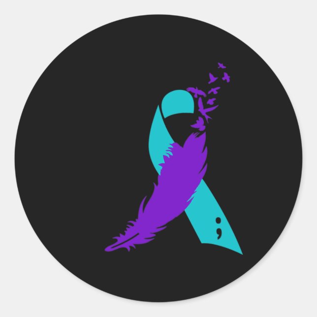 Pegatina Redonda Cinta de Sensibilización sobre el Suicidio de Semi (Anverso)
