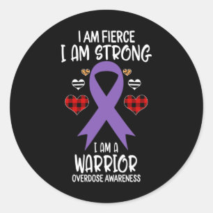 Pegatina Redonda Cinta de Sensibilización Soy Un Fuerte Guerrero Fu