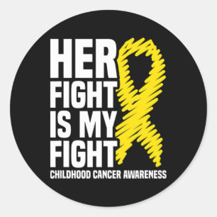 Pegatina Redonda Cinta de Su Lucha Es Mi Lucha Cáncer Infantil Conc