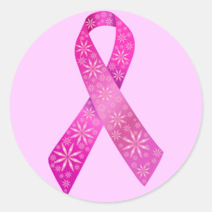Pegatina Redonda Cinta del cáncer de pecho