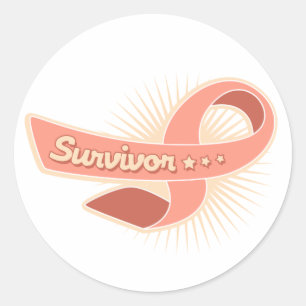 Pegatina Redonda Cinta del superviviente del cáncer endometrial