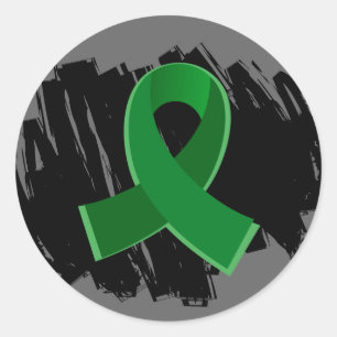 Pegatina Redonda Cinta del verde esmeralda de la enfermedad del