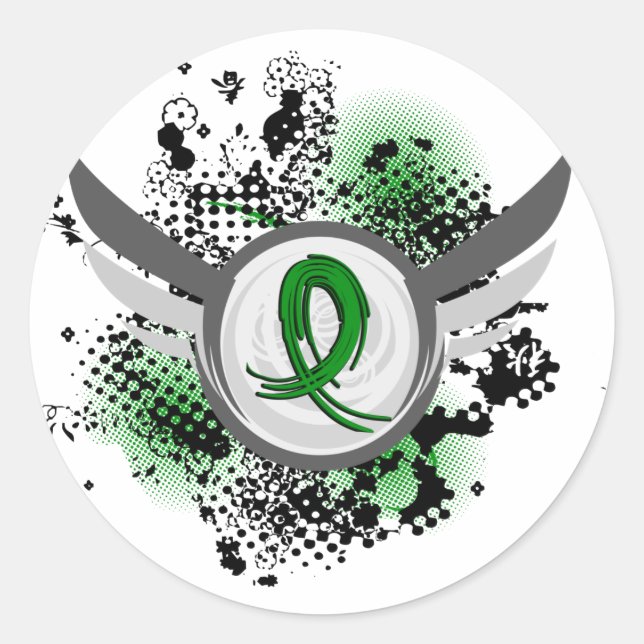 Pegatina Redonda Cinta gruesa y alas Lesiones traumáticas del cereb (Anverso)