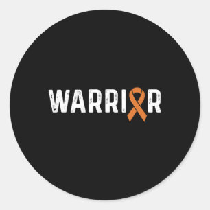 Pegatina Redonda Cinta guerrera Naranja de sensibilización de crps